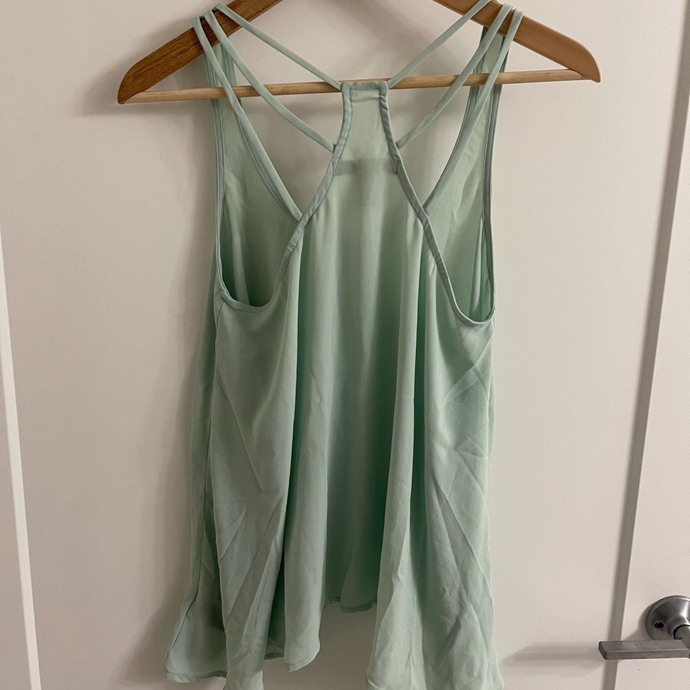 Mint green, sheer, flowy top